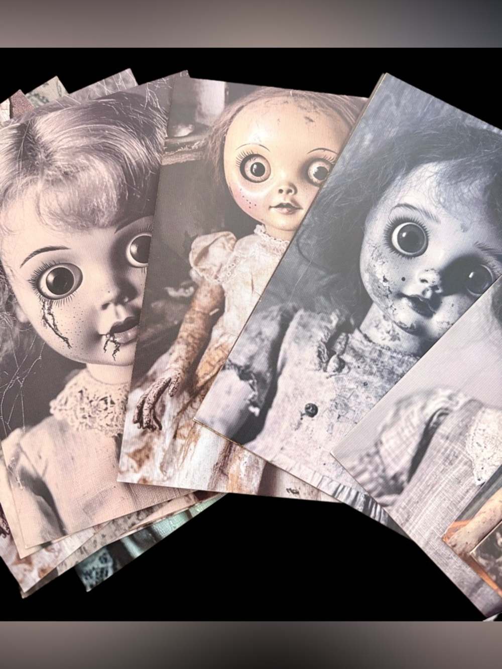 20 Creepy Vintage Doll Art Print Cards - Set of Spooky Portraits